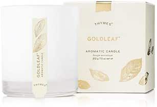Thymes Aromatic Jar Candle - Goldleaf Scented Candle for a Floral Home Fragrance - Matte White Candles (7.5 oz)