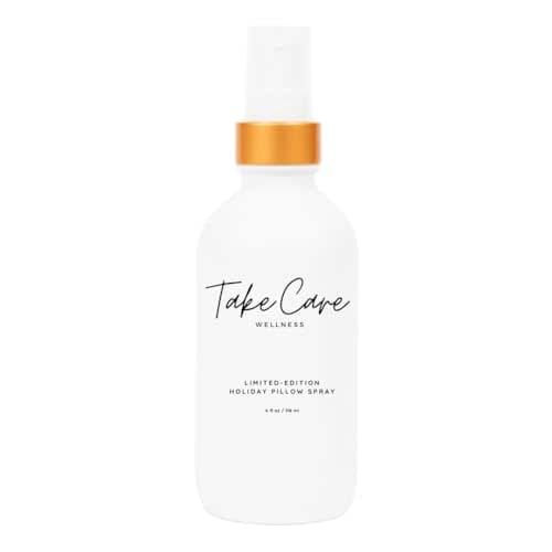 Take Care Wellness Holiday Pillow Spray - Limited-Edition Room Spray - Seasonal Linen Spray - Hostess Gift - Stocking Stuffer - Small Batch in Glass Bottle - 4 oz (Candy Cane)