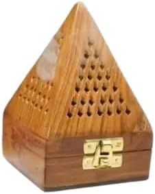 Incense Box Wood Pyramid Loban Daan Fragrance Stand Holder for Home/Office and Mandir