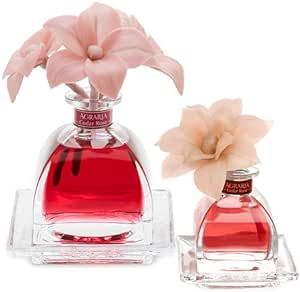 AGRARIA Cedar Rose AirEssence & PetiteEssence Diffuser Duo, 7.4 Ounces & 1.7 Ounces with Reeds and Flowers, Set of 2 Diffusers
