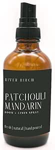 River Birch Patchouli Mandarin Scented Linen and Room Spray | Home Fragrance | 4 oz Glass Amber Bottle | Luxury Signature Scent | Handmade in Texas