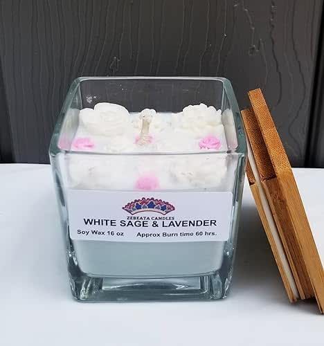 16OZ White Sage and Lavender 100% soy wax/long lasting scent for home and office/housewarming gift/classic fresh fragrance…