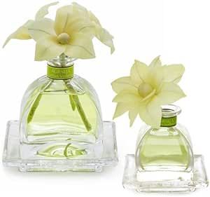 AGRARIA Lemon Verbena AirEssence & PetiteEssence Diffuser Duo, 7.4 Ounces & 1.7 Ounces with Reeds and Flowers, Set of 2 Diffusers