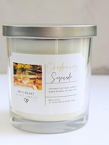 MO’S HEART BATH & BODY CO. COCONUT SOY WAX SCENTED CANDLES | PHTHALATE FREE FRAGRANCES | 55 TO 60 HOURS BURN TIME | 8 oz (Chardonnay Serenade)