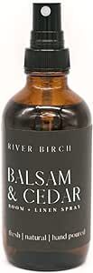 River Birch Balsam + Cedar Scented Linen and Room Spray | Home Fragrance | 4 oz Glass Amber Bottle | Luxury Signature Scent | Handmade in Texas