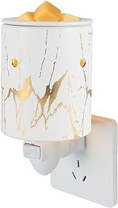 nawaza Pluggable Wax Melt Warmer for Scented Wax,Ceramic Plug in Wax Warmer,Electric Cube Melter for Scents and Fragrance,Candle Melter Plug in Wall for Home, Office and Spa(White Gold)