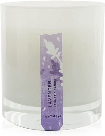 Thymes Aromatic Jar Candle - Lavender Scented Candle for a Soothing Home Fragrance - Matte White Candles (7.5 oz)