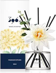 396 st. Dahlia Flower Reed Diffuser, White Musk, 200ml(6.7oz) / Reed Diffuser Sets, Scentsy Home Fragrance, Scented Oils, Home & Bathroom Decor