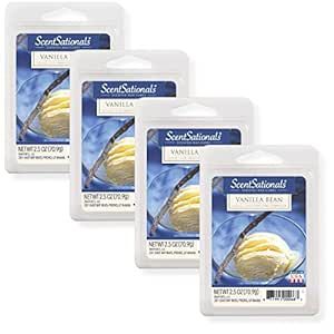 Scentsationals Scented Wax Fragrance Melts - Vanilla Bean - Wax Cubes Pack, Home Warmer Tart, Electric Wickless Candle Bar Air Freshener, Spa Aroma Decor Gift - 2.5 oz (4-Pack)
