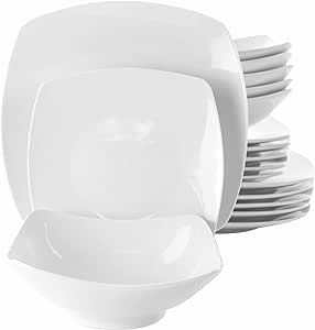 Elama White Porcelain Dish Dinnerware Set, 18 Piece, Newman