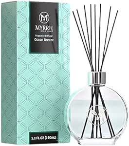 Ocean Breeze Scented Reed Diffuser with 8 Rattan Diffuser Sticks, 150 ml, All Natural Air Freshener, Long-Lasting Diffusers at Home - MyrrhUSA