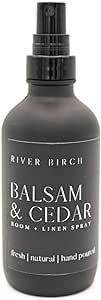 River Birch Balsam + Cedar Scented Linen and Room Spray | Home Fragrance | 4 oz Glass Black Bottle | Luxury Signature Scent | Handmade in Texas 1
