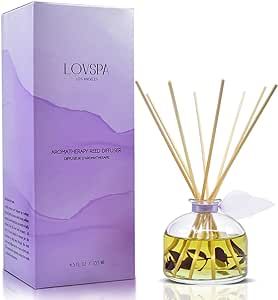LOVSPA Lavender & Eucalyptus Scented Sticks Reed Diffuser Oil Gift Set | DE-Stress Scented Sticks | Relaxing Blend of Woody Lavender, Sage, Eucalyptus & Rosemary Essential Oils