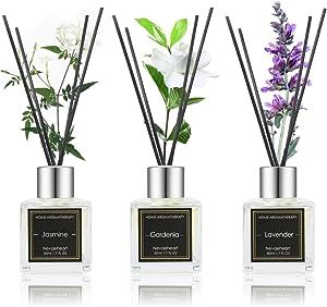 NEVAEHEART Reed Diffuser Set, Gardenia/Jasmine/Lavender, 1.7OZ x 3 Packs Reed Diffuser, Oil Diffuser Sticks, Home Fragrance Products, Fragrance Diffuser with Gift Box