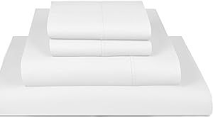 Bluemoon Homes Luxurious 1000 Thread Count Italian Finish 100% Egyptian Cotton 4-Piece Bed Sheet Set, Fits Mattress Up to 18 inches Deep Pocket, Solid Pattern (Color - White, Size - King).