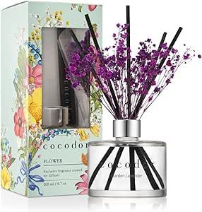 COCODOR Preserved Real Flower Reed Diffuser/Garden Lavender / 6.7oz(200ml) / 1 Pack/Reed Diffuser Set, Oil Diffuser & Reed Diffuser Sticks, Home Decor & Office Decor, Fragrance and Gifts