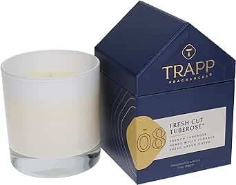 Trapp No. 8 - Fresh Cut Tuberose - 7 oz. House Box Candle - Aromatic Home Fragrance with Floral Scent of French Tuberose, Heady White Florals, & Fresh Green Notes Notes - Petrolatum Wax