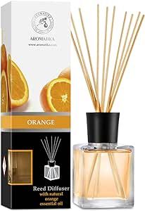 Orange Diffuser 6.8 Fl Oz - Fresh Room - Long Lasting Fragrance - Scented Reed Diffuser Orange - Diffuser Gift Set - Best for Aromatherapy - Home - Orange Essential Oil Diffuser