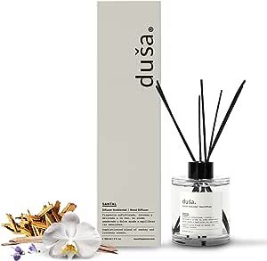 Reed Diffuser Santal-Scented Sticks - 5 Fl. Oz. Room Air Fresheners with Premium Formula - Scent Diffuser and Room Fresheners - Oil Diffuser Stick for Home & Office - Fragrance Diffuser Sticks by Dusa