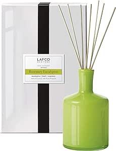 LAFCO New York Signature Reed Diffuser, Rosemary Eucalyptus - 15 oz - Up to 9 Months Fragrance Life - Reusable, Hand Blown Glass Vessel - Natural Wood Reeds - Made in The USA