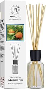Mandarine Home Reed Diffuser 3.4 Fl Oz - Fresh & Long Lasting Fragrance - 0% Alcohol - Gift Set w/Bamboo Sticks Best for Aromatherapy - Spa - Home - Restaurant - Boutique - Great Room Air Fresheners