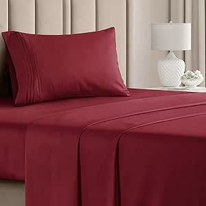 Twin Size Sheet Set - Breathable & Cooling Sheets - Hotel Luxury Bed Sheets - Extra Soft - Deep Pockets - Easy Fit - 3 Piece Set - Wrinkle Free - Comfy – Burgundy Bed Sheets - Twin Sheets – 3 PC