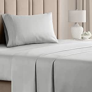 Twin Size Sheet Set - Breathable & Cooling Hotel Luxury Bed Sheets - Extra Soft - Deep Pockets - Easy Fit - 3 Piece Set - Wrinkle Free - Comfy – French Grey - 3 PC