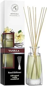 Reed Diffuser with Natural Essential Oil Vanilla 3.4 Fl Oz (100ml) - Scented Reed Diffuser - Gift Set with Bamboo Sticks - Best for Aromatherapy - SPA - Home - Office - Fitness Club