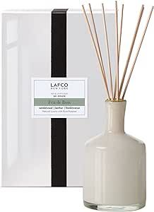 LAFCO New York Signature Reed Diffuser, Feu de Bois - 15 oz - Up to 9 Months Fragrance Life - Reusable, Hand Blown Glass Vessel - Natural Wood Reeds - Made in The USA