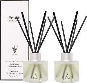 Brakula 2 Packs Scented Diffusers for Home, Lemon Verbena Reed Diffuser 3.4OZ(100ml) x 2, Home Fragrance with 16 Reed Diffuser Sticks for Bathroom, Living Room, Home Decor & Office Decor