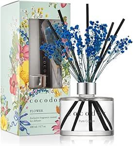 COCODOR Preserved Real Flower Reed Diffuser/Pure Cotton / 6.7oz(200ml) / 1 Pack/Reed Diffuser Set, Oil Diffuser & Reed Diffuser Sticks, Home Decor & Office Decor, Fragrance and Gifts