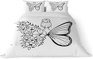 ZHIMI Bedding Duvet Cover Sets 3 Pieces Girl Butterfly Wings Elegant Microfiber 1 Comforter Cover 2 Pillow Shams Breathable Soft Cozy Bedclothes for All Season Farmhouse California King