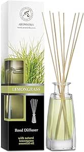 Lemongrass Diffuser w/Lemongrass Oil 3.4 Fl Oz - Scented Reed Diffuser - 0% Alcohol - Diffuser Gift Set - Best for Aromatherapy - Room Air Fresheners - Lemongrass Essential Oil Diffuser
