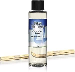 Urban Naturals Crisp White Linen Scented Oil Reed Diffuser Refill | Free Set of Reed Sticks! A Fresh, Clean Cotton Scent, 4 oz