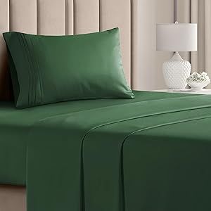 Twin Size Sheet Set - Breathable & Cooling Sheets - Hotel Luxury Bed Sheets for Kids & Teens - Extra Soft - Deep Pockets - 3 Piece Set - Wrinkle Free - Emerald Green Bed Sheets - Twin Sheets - 3 PC
