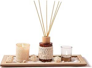 Afterglow Scented Candles&Reed Diffuser Set, Apple Cinnamon Fragrance, Relax Aromatherapy, Ideal for Birthday, Thanksgiving, Mother's Day, Decor Set for Home, Bathroom, Office