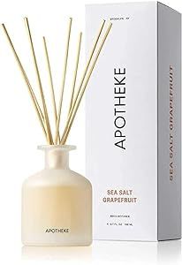 Apotheke Luxury Scented Oil Reed Diffuser for Home (Sea Salt Grapefruit) - Home Fragrance Diffuser Set with Sticks