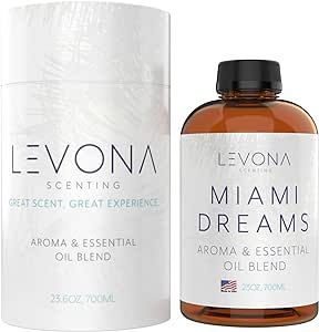 Levona Scent Essential Oils for Diffusers for Home: Miami Dreams Hotel & Home Luxury Scents Fragrance Oil - Aroma Oil with Notes of Bergamot Oil & Pine Essential Oil -700 Ml Scented Oils for Diffuser
