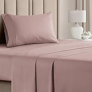 Twin Size Sheet Set - Breathable & Cooling Sheets - Hotel Luxury Bed Sheets for Kids & Teens - Extra Soft - Deep Pockets - 3 Piece Set - Wrinkle Free - Mauve Bed Sheets - Twin Sheets - 3 PC