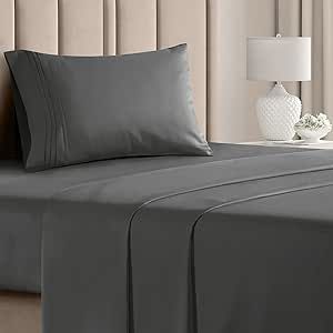 Twin Size Sheet Set - Breathable & Cooling Sheets - Hotel Luxury Bed Sheets for Kids & Teens - Extra Soft - Deep Pockets - 3 Piece Set - Wrinkle Free - Charcoal Bed Sheets - Twin Sheets - 3 PC