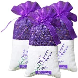 BBAUER 3pcs Lavender Sachet Bags Lavender Buds for Home Fragrance, Natural Deodorizer, Lavender Scent Bag Home Car Accessories