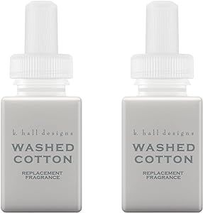 Pura and K Hall Designs - Home Fragrance Scent for Air Diffusers - Aromatherapy Scents for Bedrooms & Living Rooms Scents for Smart Home Diffusers - 2 Pack - Washed Cotton