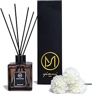 YINMI Reed Diffuser 6.7 oz (200ml), Jasmine Scented Reed Diffuser Set,Reed Diffuser & Oil Diffuser Sticks, Aromatherapy, Home & Kitchen Decor,Fragrance and Gifts