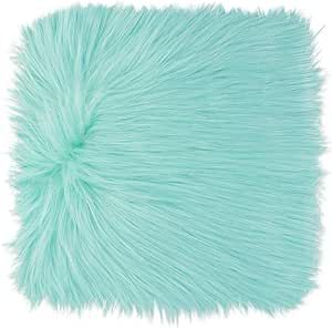 Molain Area Rug Soft Faux Fur Cushion Pads Protectors Living Room Locker Bedroom Aesthetic Fluffy Small Carpet Backing Bathroom Kitchen Halloween Home Decor(10 inch,Blue)