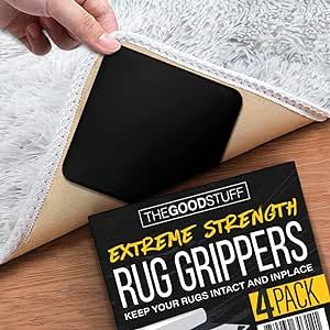 Rug Grippers for Hardwood Floors - 4 Pack of Rug Grippers for Area Rugs - Make Your Runner or Rug Grip to Flooring - Anti Slip Rug Grippers for Tile Floors, Rug Grips for Hardwood Floors