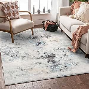 Cinknots Rugs Modern Soft Abstract Area Rugs for Living Room/Bedroom/Kitchen & Dining Room,Medium Pile Home Decor Carpet Floor Mat (Grey 9, 3' 11" x 5' 3" Rectangular)