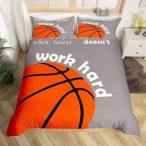 Basketball Duvet Cover Gaming Sports Comforter Cover Ball Games Bedding Set For Kids Adults Gift for Basketball Lover Inspirational Bedspread Cover Ultra Soft Room Decor Twin Size Bedclothes Zipper