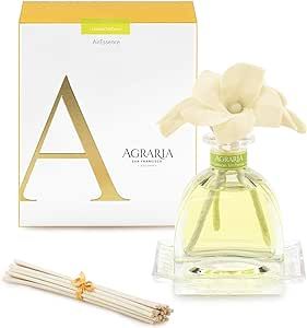 AGRARIA Lemon Verbena Scented AirEssence Diffuser, 7.4 Ounces with Reeds and Flowers