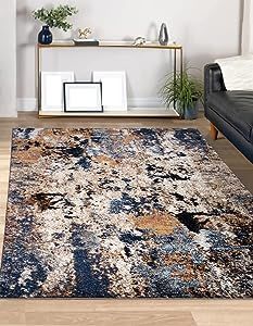 Keen Home Design Area Rugs - 8x10 Non-Shedding, Abstract Rugs for Kitchen, Living Room, Bedroom, Dining Room, Entryway - Size: 7'3" x 10'2", Multi