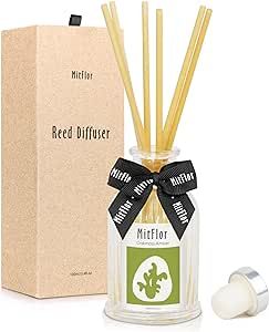 Reed Diffuser, MitFlor Oakmoss Amber Fragrance Diffuser Set, Room Freshener with Natural Rattan Sticks, Fresh Scent Oil Diffuser for Bedroom, Bathroom, and Home Decor, 3.4 fl oz